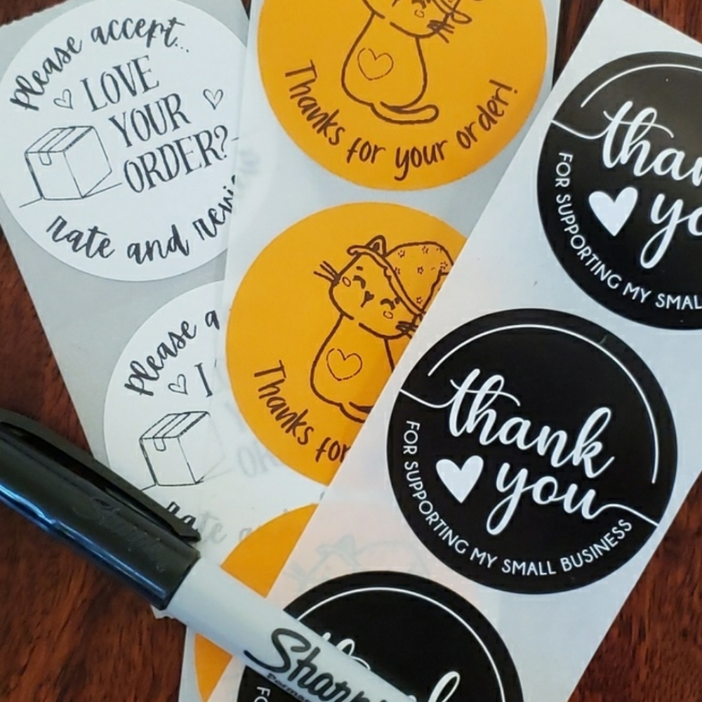3/$15 50pc Halloween Thank You Stickers Cat Shipping Small Business Set - Picture 3 of 7